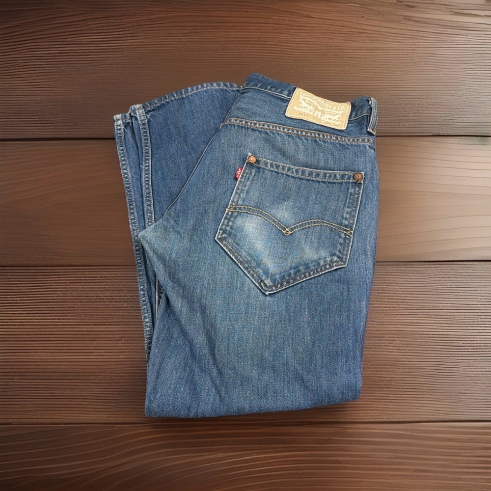 Levi’s Levi Straus 511 Mens Distressed Wallet Mark Blue Denim Jeans 33 X 29